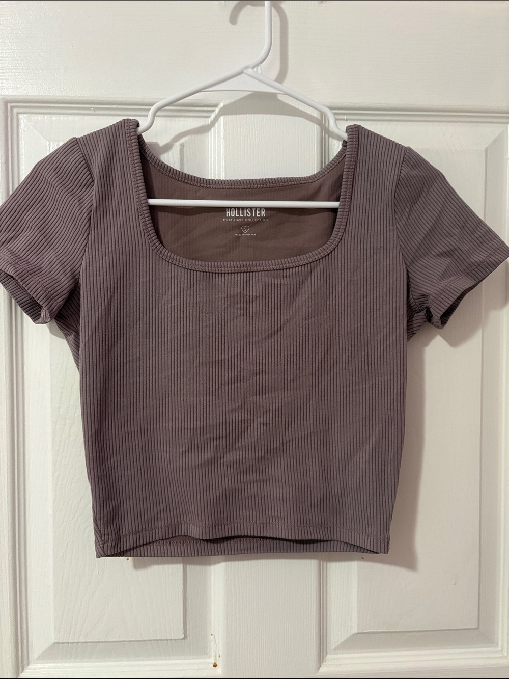Hollister Ribbed Scoop Crop Top - Dusty Mauve